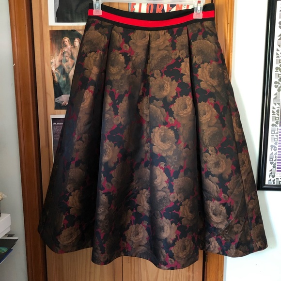 ASOS Dresses & Skirts - ASOS Floral Midi Prom Skirt with striped waistband